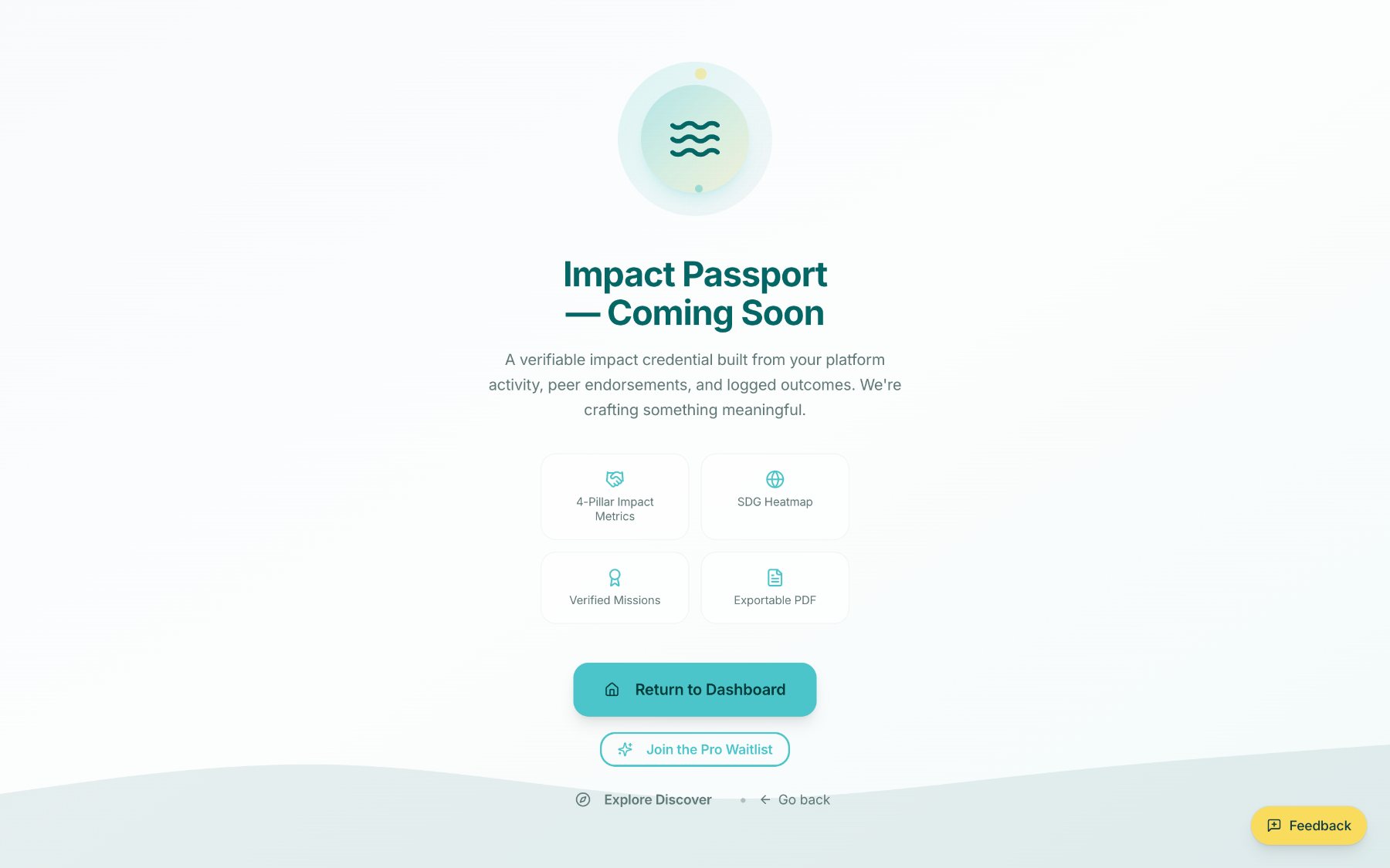 Impact Passport coming soon screen