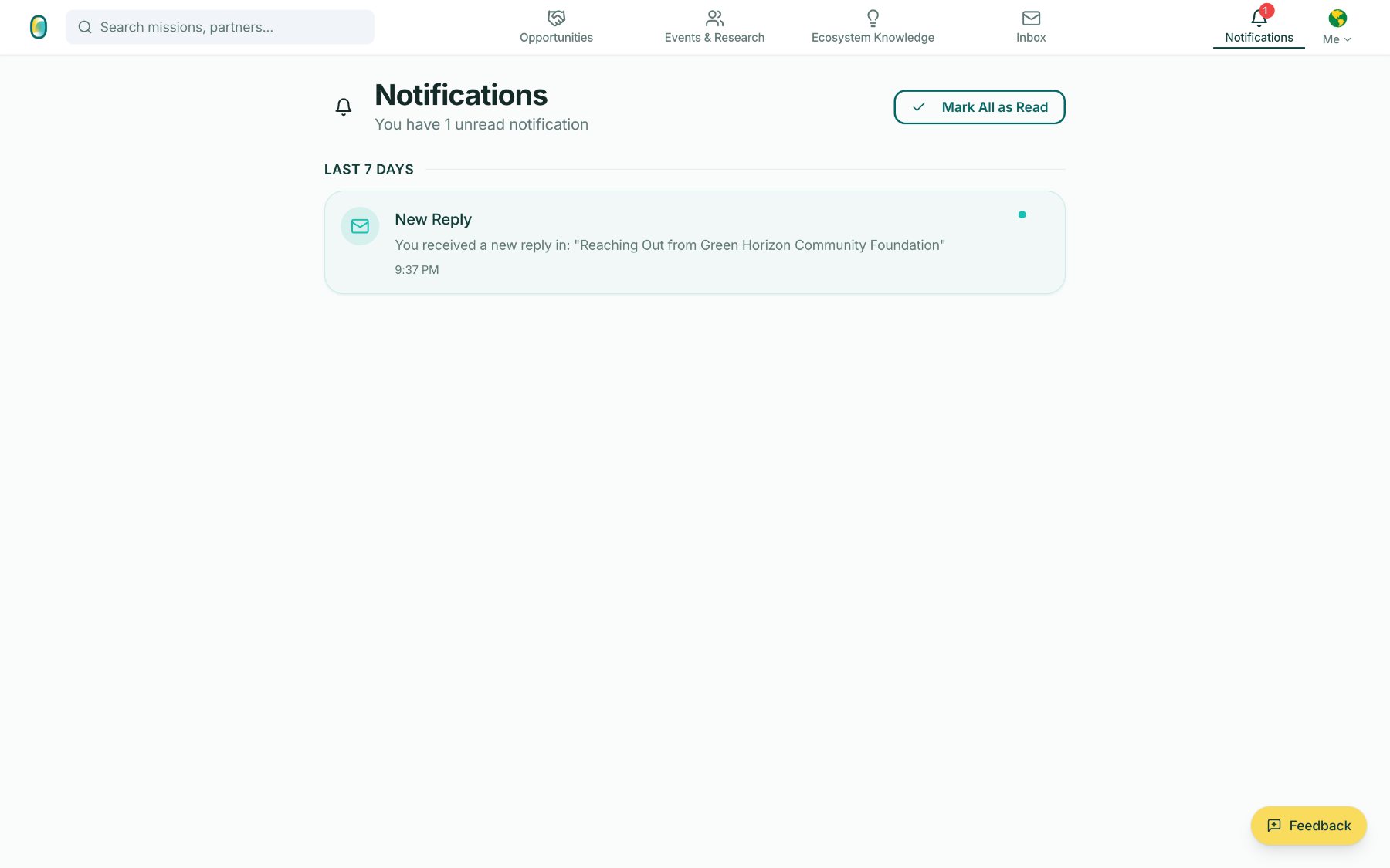 Notifications grouped by recency